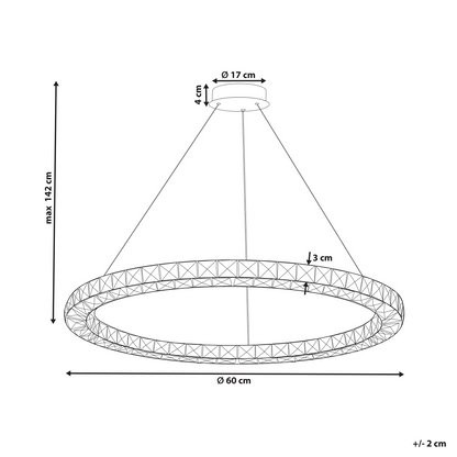 Pendant Lamp Ring Crystal LED Silver Glass Glamour