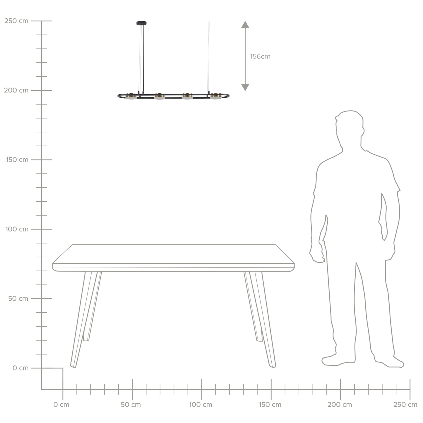 Pendant Lamp Black Brass Steel 4 Light Integrated LED