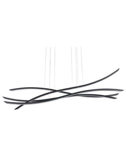 Pendant Lamp Black Iron 4 LED Integrated Wavy Lighting