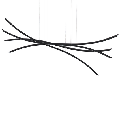 Pendant Lamp Black Iron 4 LED Integrated Wavy Lighting
