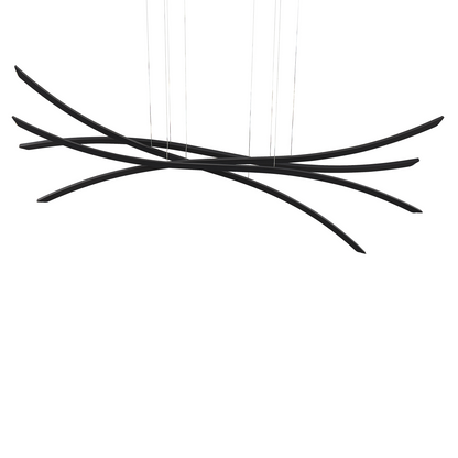Pendant Lamp Black Iron 4 LED Integrated Wavy Lighting