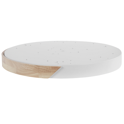 White Ceiling Lamp With Light Wood Accent And Integrated LED