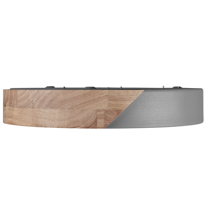 Ceiling Lamp Grey With Light Wood And Integrated LED Round