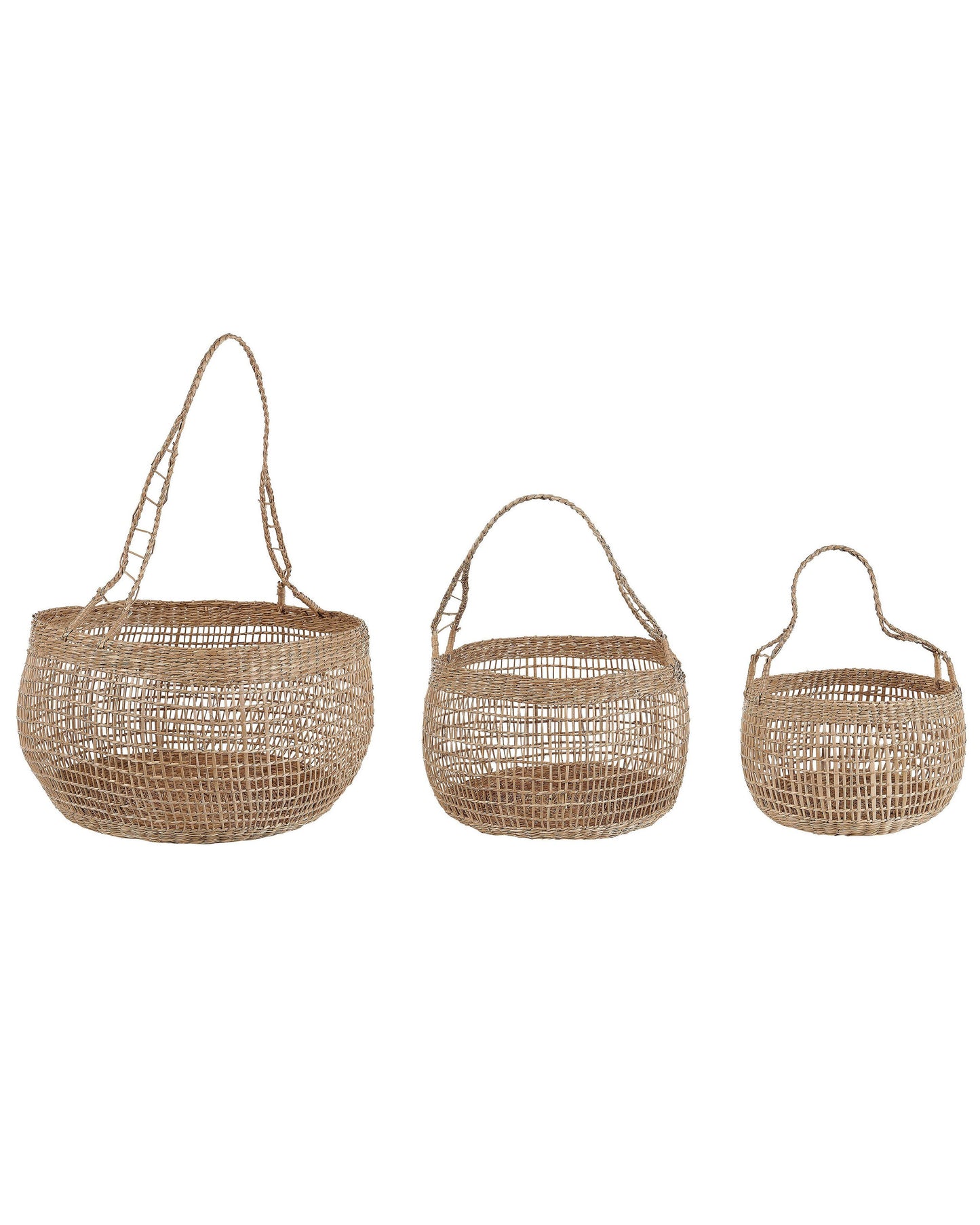 Seagrass Basket Set Of 3 With Handles Natural Storage