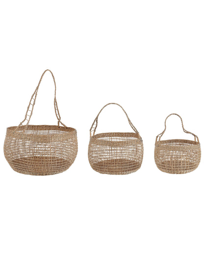Seagrass Basket Set Of 3 With Handles Natural Storage