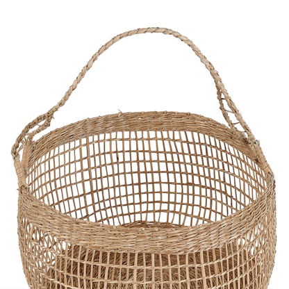 Seagrass Basket Set Of 3 With Handles Natural Storage