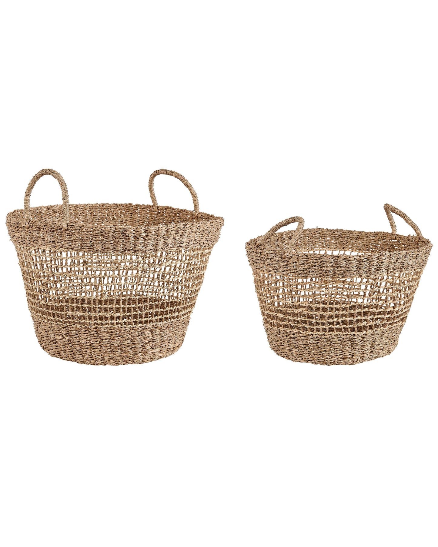 Seagrass Home Set Of 2 Baskets Natural With Handles Boho Style