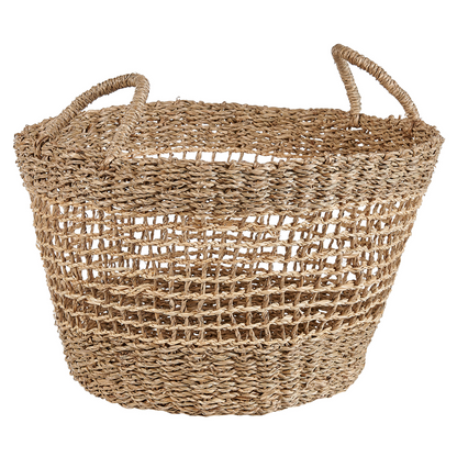 Seagrass Home Set Of 2 Baskets Natural With Handles Boho Style
