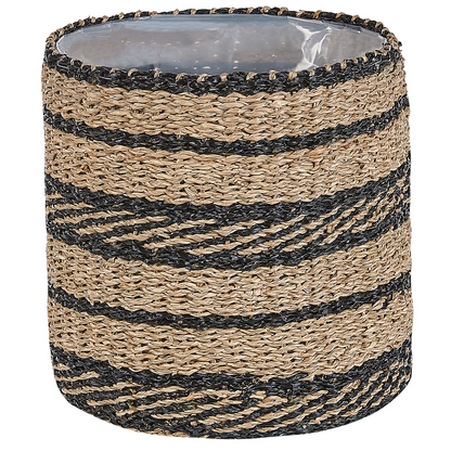 Seagrass Plant Basket Set Of 3 Lined Indoor Planter Pots Natural Finish Elegant