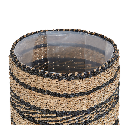 Seagrass Plant Basket Set Of 3 Lined Indoor Planter Pots Natural Finish Elegant