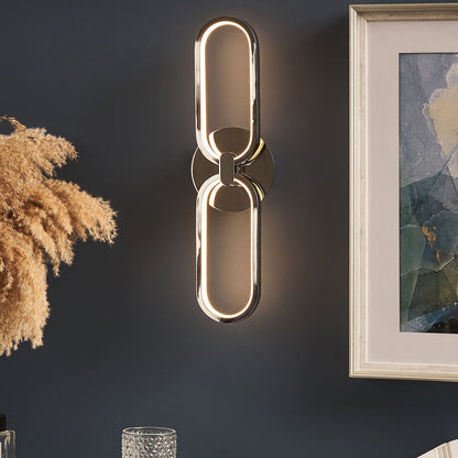 Wall LED Lamp Silver Chain Link Warm White Accent Lighting