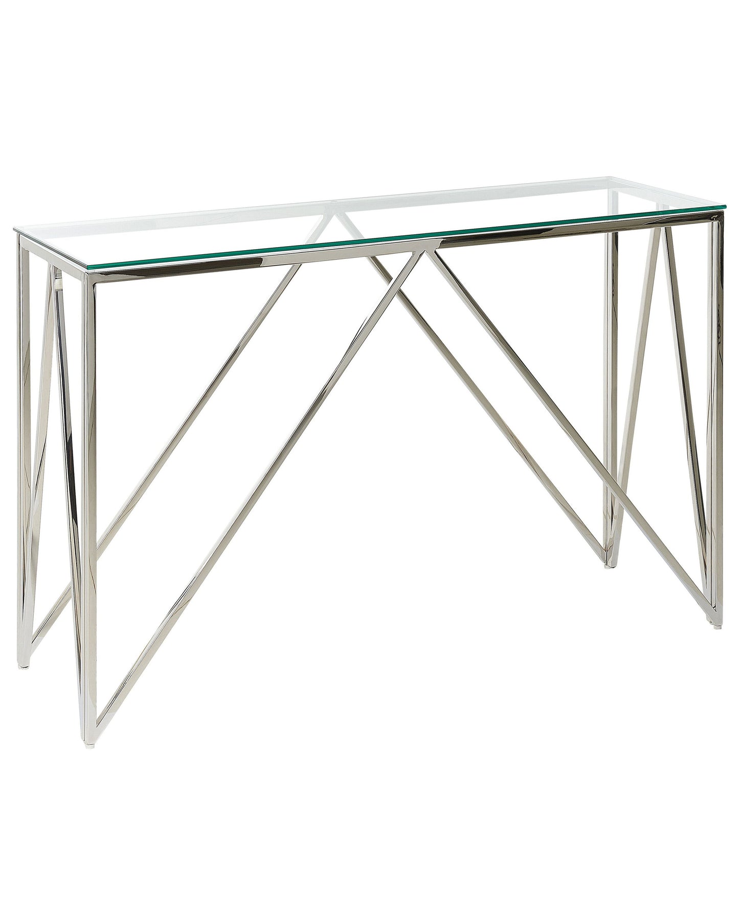 Console Table Silver Tempered Glass Stainless Steel 120 x 40cm Rectangular Modern