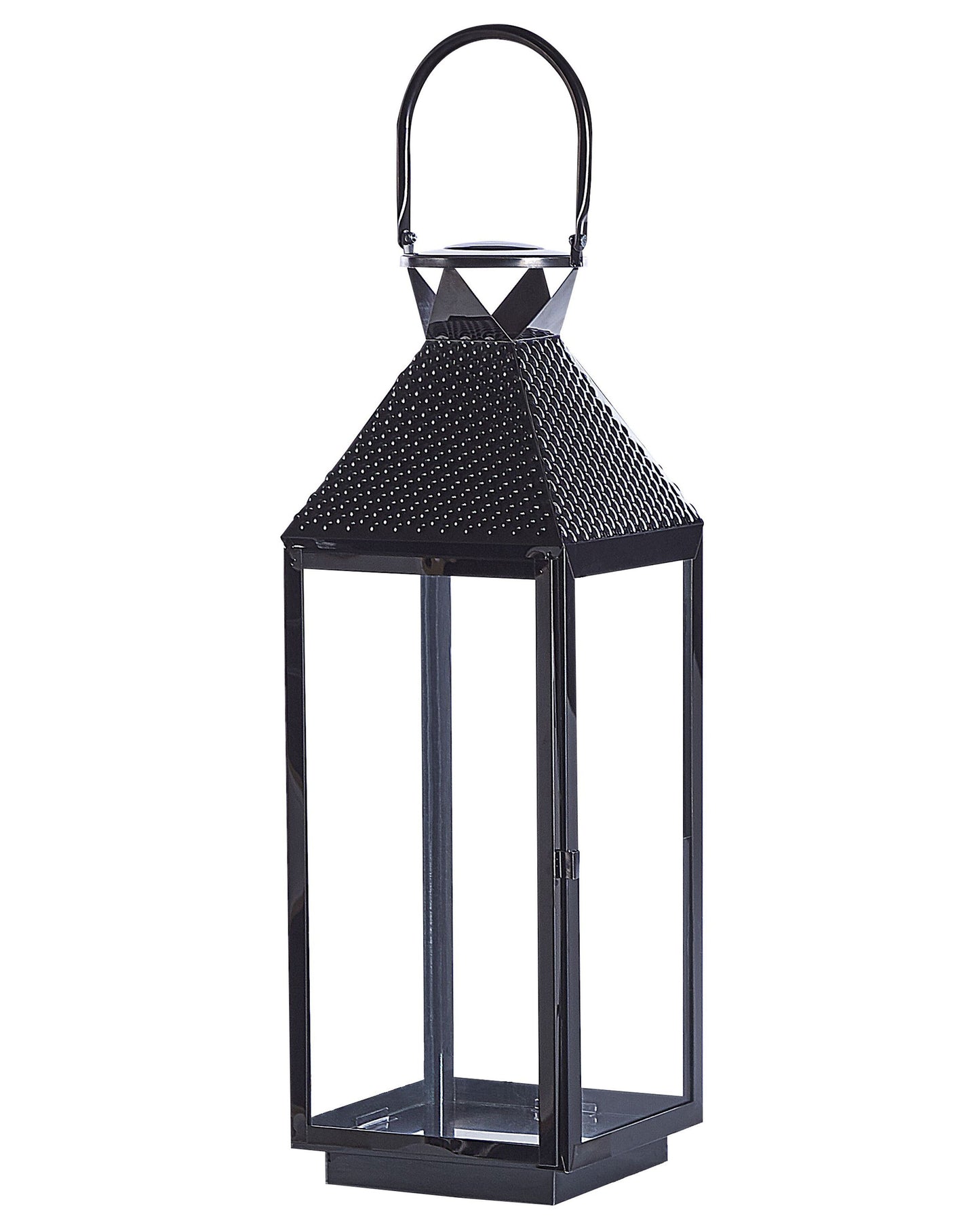 Black Stainless Steel Lantern 54cm Pillar Candle Holder