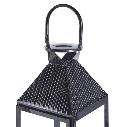 Black Stainless Steel Lantern 54cm Pillar Candle Holder