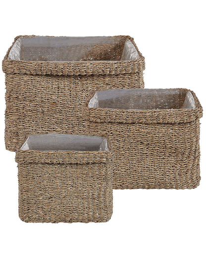 Natural Seagrass Planter Set Of 3 23 x 34, 27 x 36, 30 x 45cm