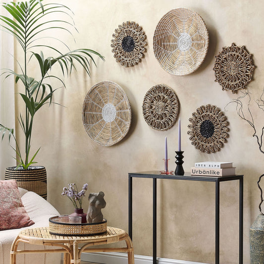 Seagrass Wall Plates Set of 6 Hanging Baskets African Style