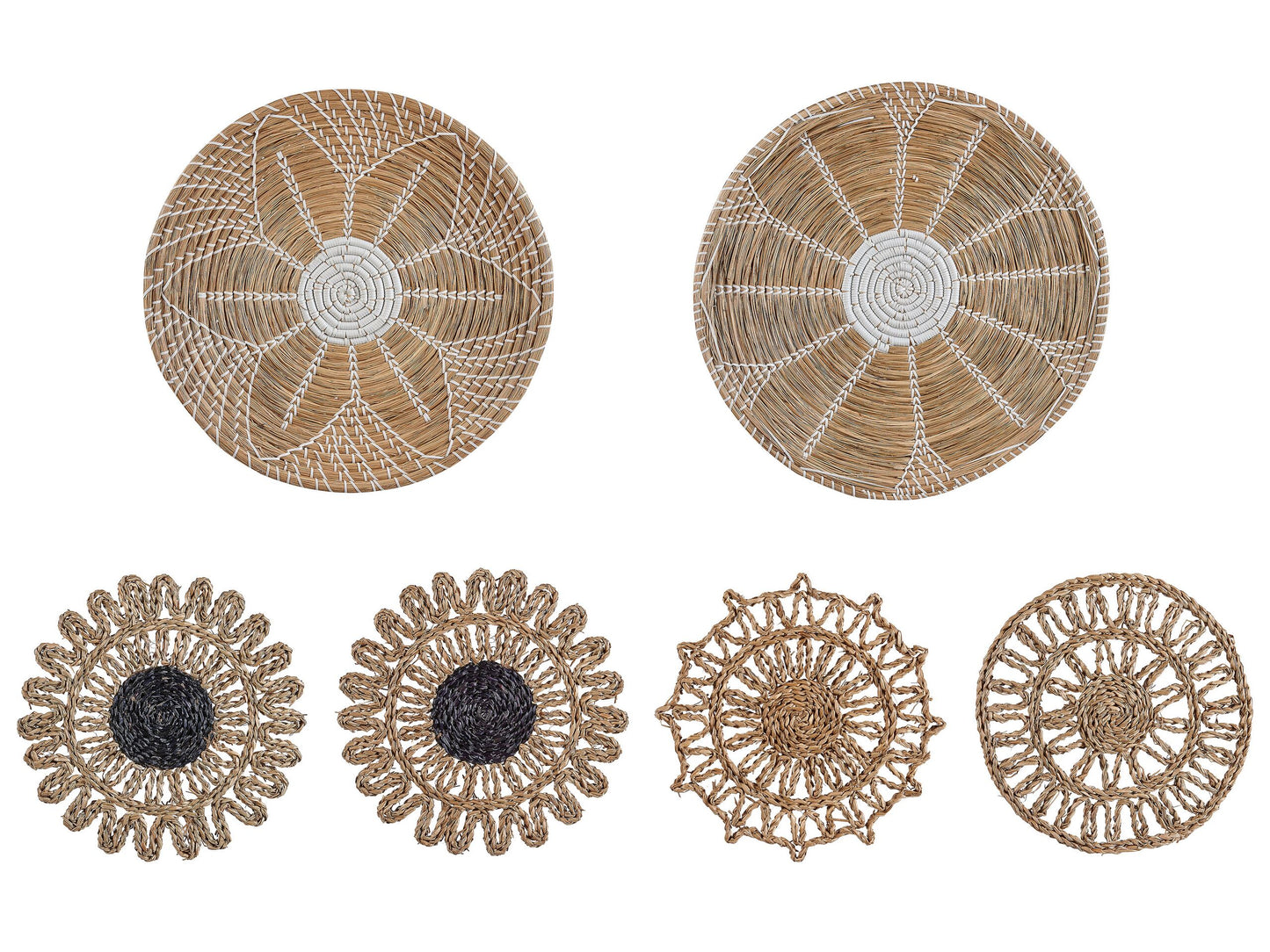 Seagrass Wall Plates Set of 6 Hanging Baskets African Style