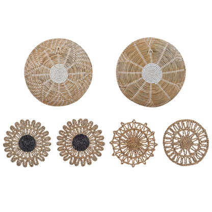 Seagrass Wall Plates Set of 6 Hanging Baskets African Style