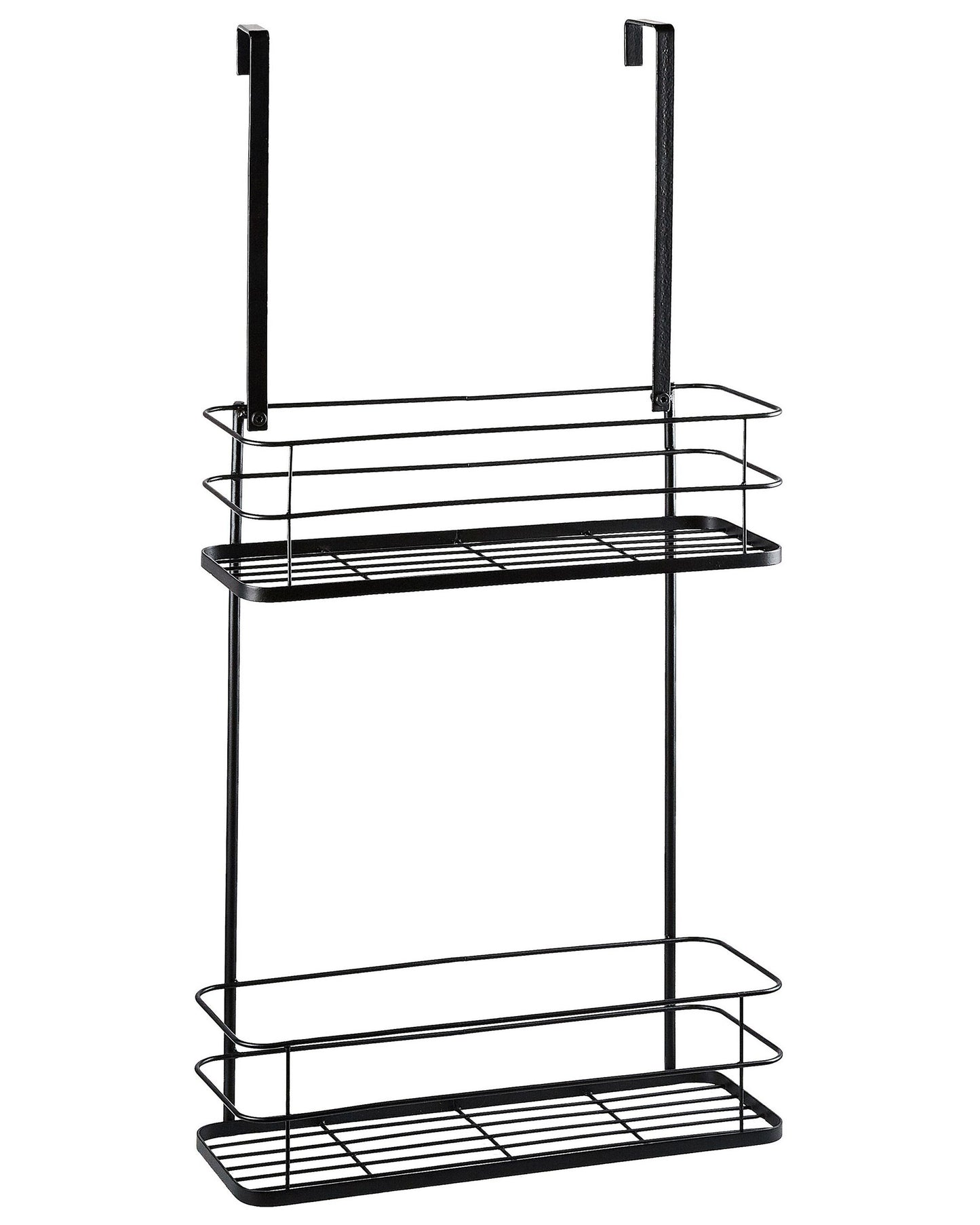 Hanging Shower Caddy Black Metal Bath Shelf With Two Baskets