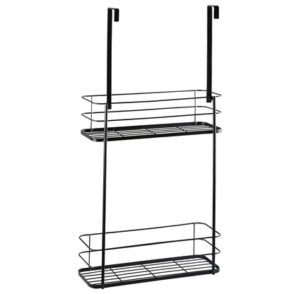Hanging Shower Caddy Black Metal Bath Shelf With Two Baskets