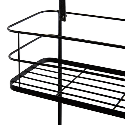 Hanging Shower Caddy Black Metal Bath Shelf With Two Baskets