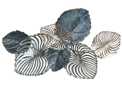 Gold Teal Iron Wall Sculpture 88 x 55cm Leaves Nature Inspired Boho Modern Decor