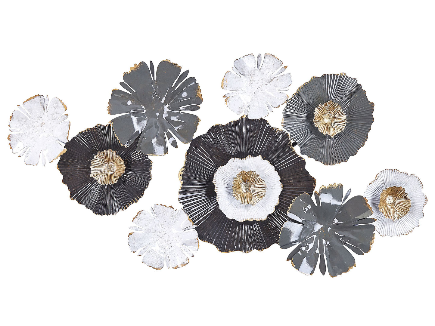 Gold Accented Wall Art Iron Sculpture 90 x 49cm Grey White