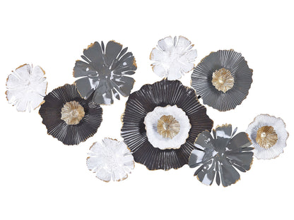 Gold Accented Wall Art Iron Sculpture 90 x 49cm Grey White