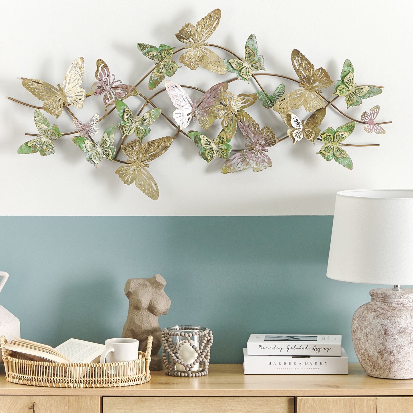 Boho Glam Butterfly Wall Art Multicolor Iron Sculpture 100 x 53cm