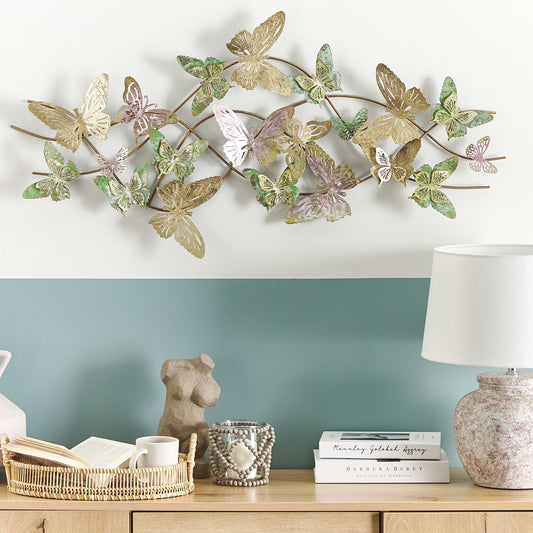 Boho Glam Butterfly Wall Art Multicolor Iron Sculpture 100 x 53cm