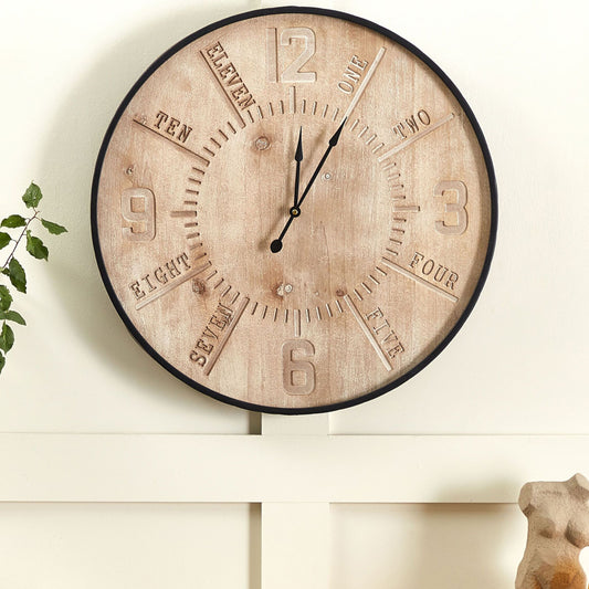Luma Round Wall Clock Gold Iron Frame Retro 60cm Light Brown Face