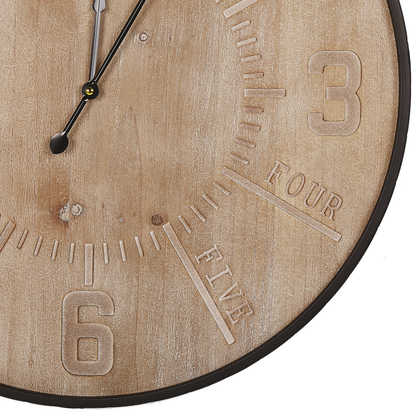 Luma Round Wall Clock Gold Iron Frame Retro 60cm Light Brown Face