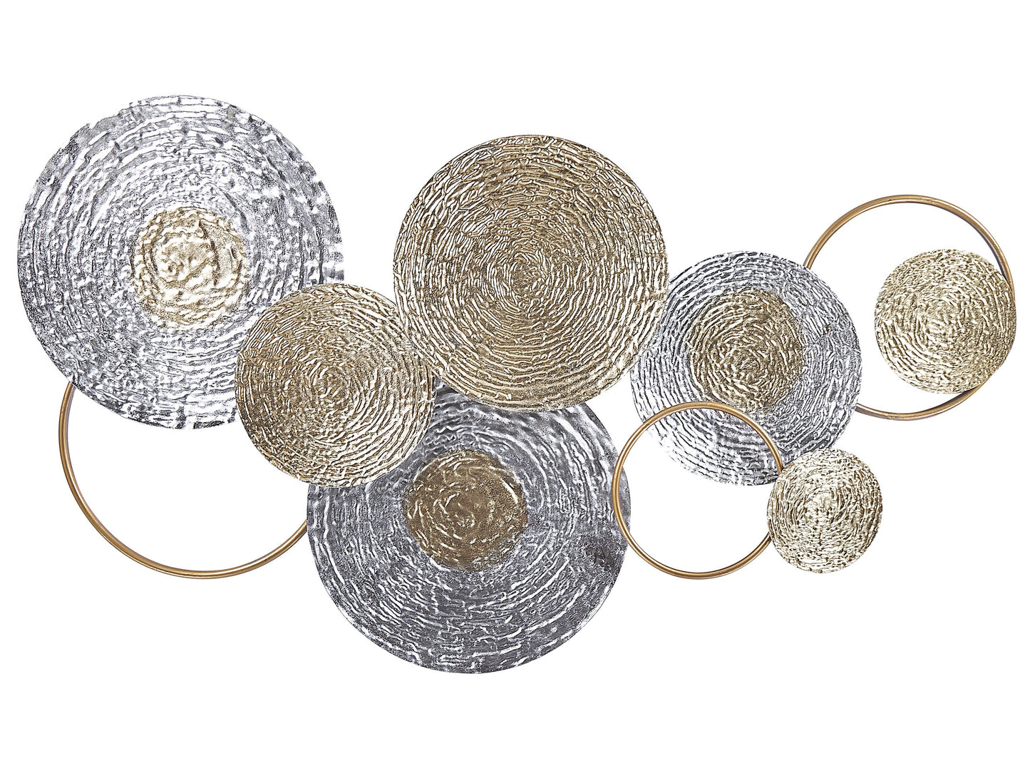 Gold And Silver Iron Wall Sculpture 110 x 60 Modern Circles