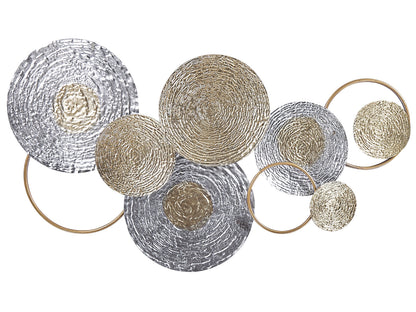 Gold And Silver Iron Wall Sculpture 110 x 60 Modern Circles