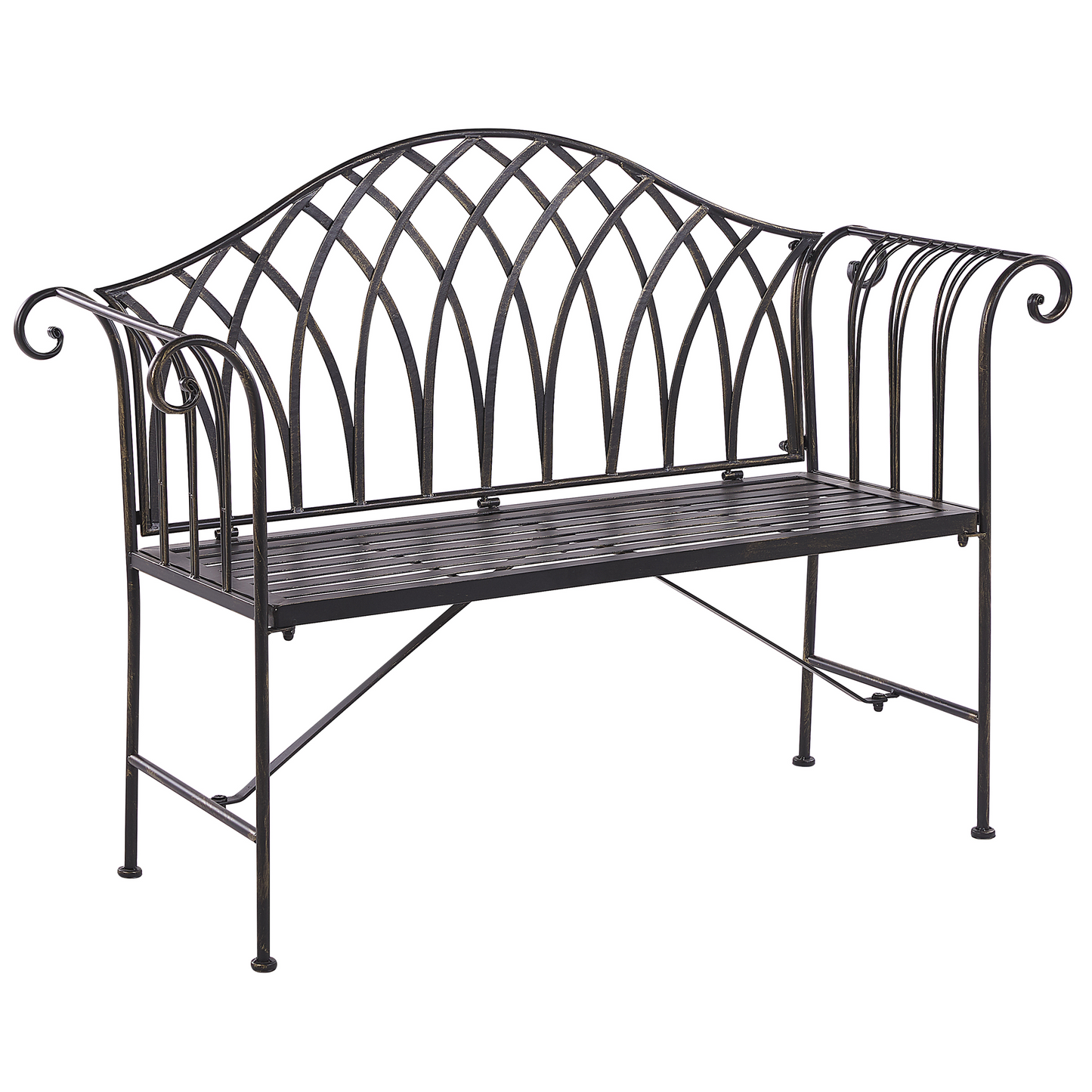 Outdoor Garden Bench Black Metal 2 Seater 130cm Vintage