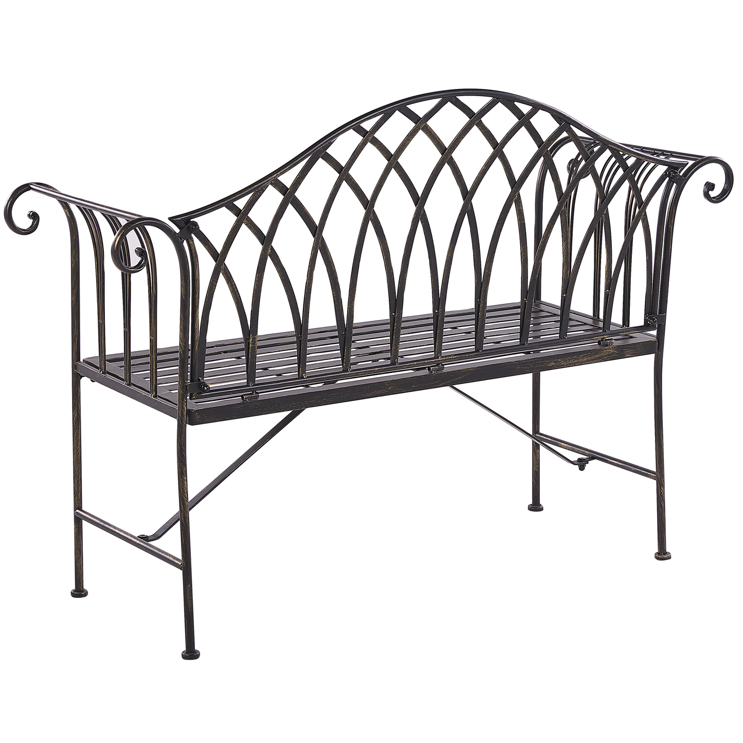 Outdoor Garden Bench Black Metal 2 Seater 130cm Vintage