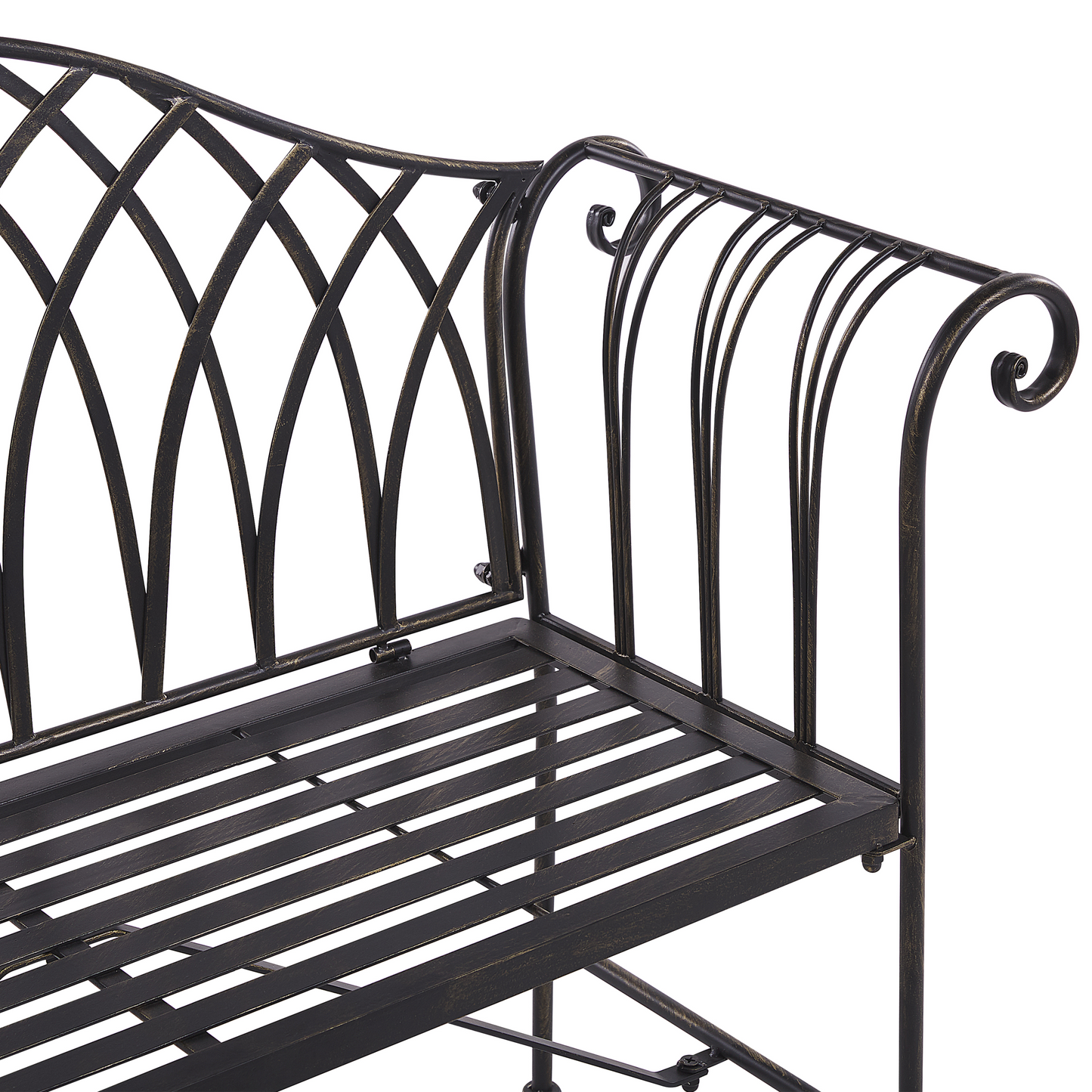 Outdoor Garden Bench Black Metal 2 Seater 130cm Vintage