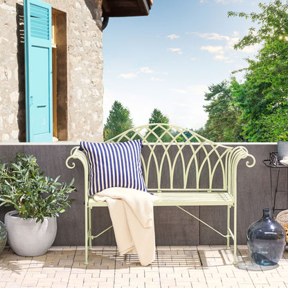 Pistachio Garden Bench 130cm 2-Seater Flared Arms Vintage