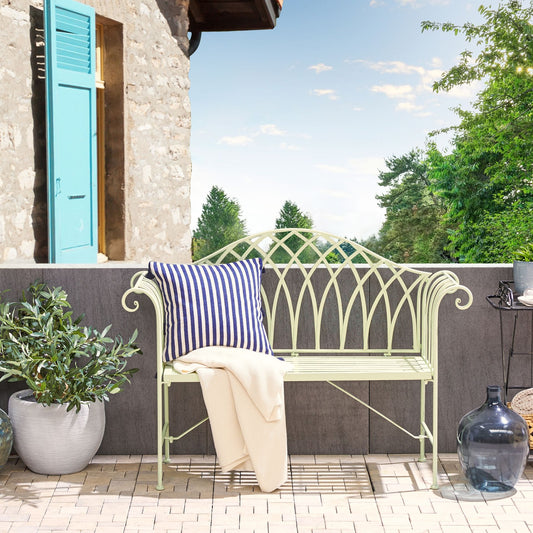 Pistachio Garden Bench 130cm 2-Seater Flared Arms Vintage