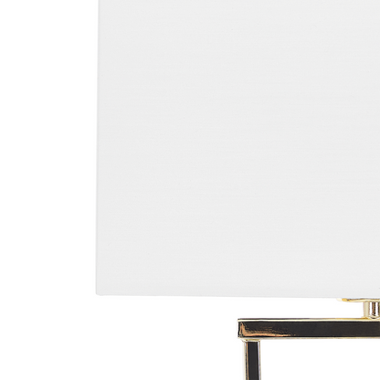 Table Lamp Gold Metal Polycotton Shade Rectangular 62cm