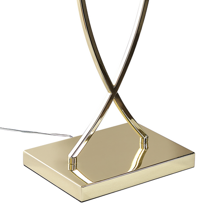 Table Lamp Gold Metal Polycotton Shade Rectangular 62cm