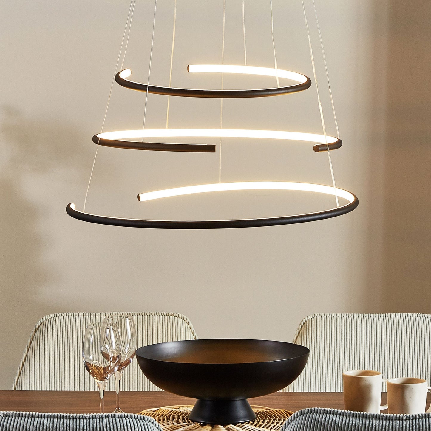 Pendant Lamp Black Aluminium Adjustable Integrated LED