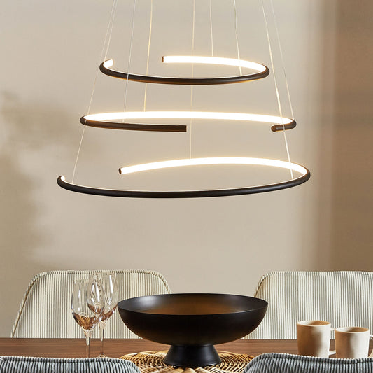 Pendant Lamp Black Aluminium Adjustable Integrated LED