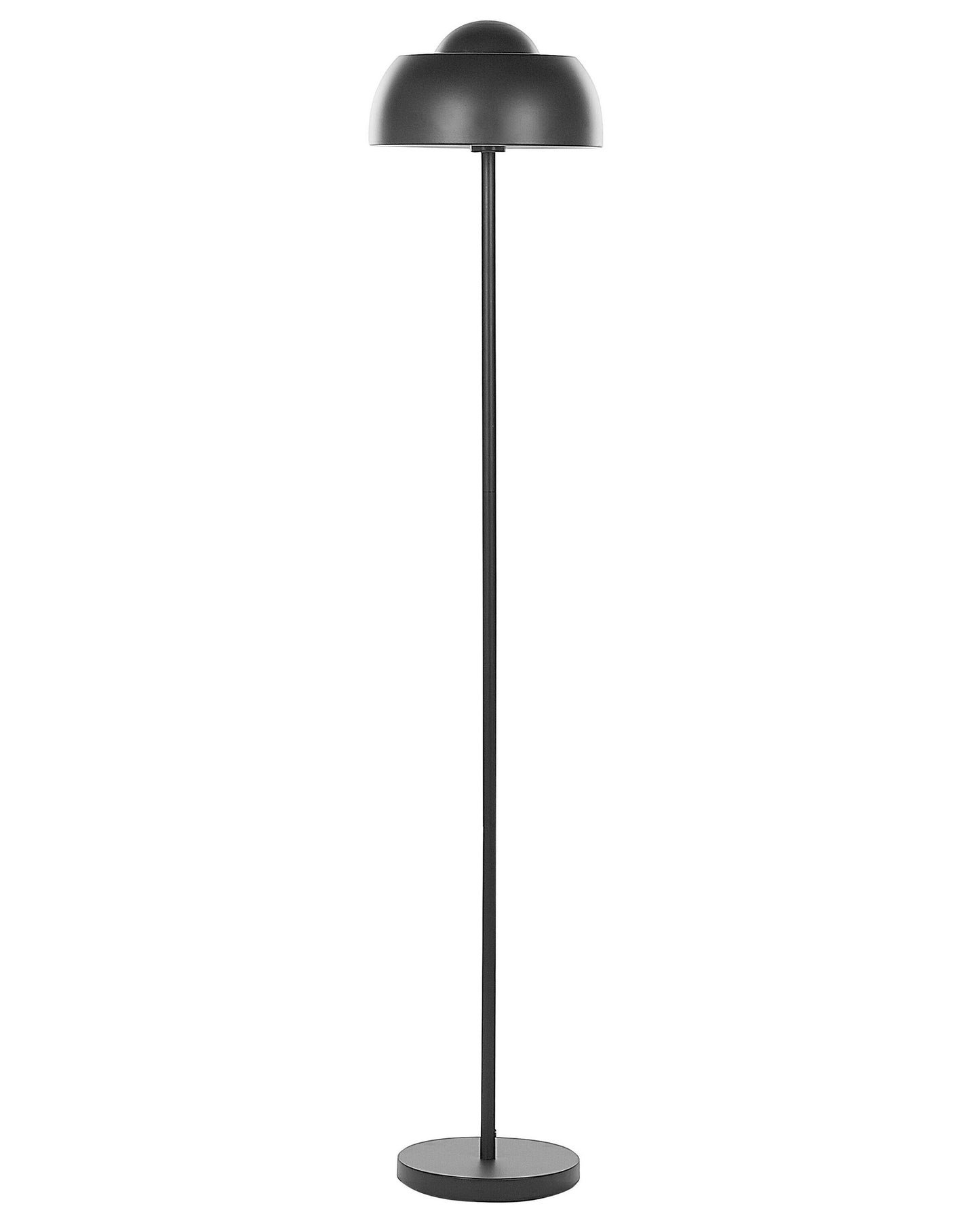Floor Lamp Black Metal Round Base Dome Shade Glam Ambient Lighting For Living Room
