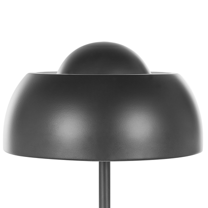 Floor Lamp Black Metal Round Base Dome Shade Glam Ambient Lighting For Living Room