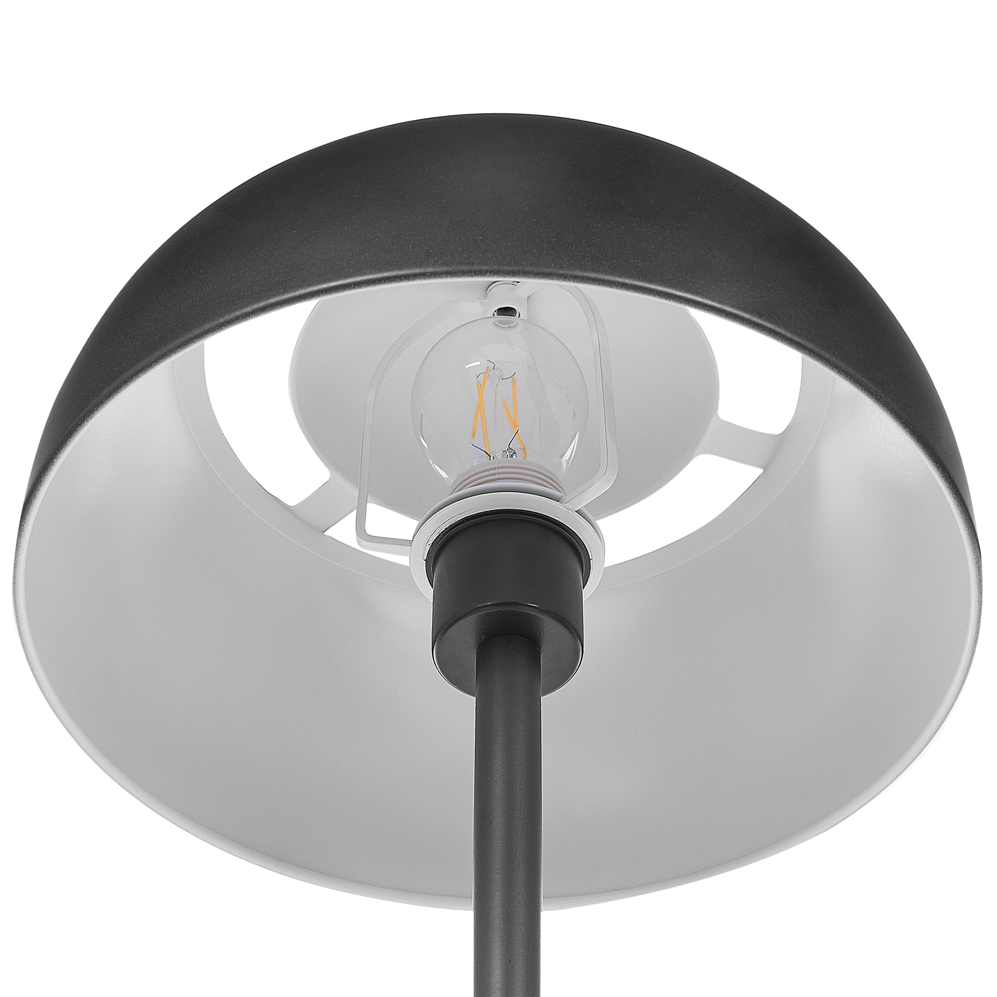 Floor Lamp Black Metal Round Base Dome Shade Glam Ambient Lighting For Living Room