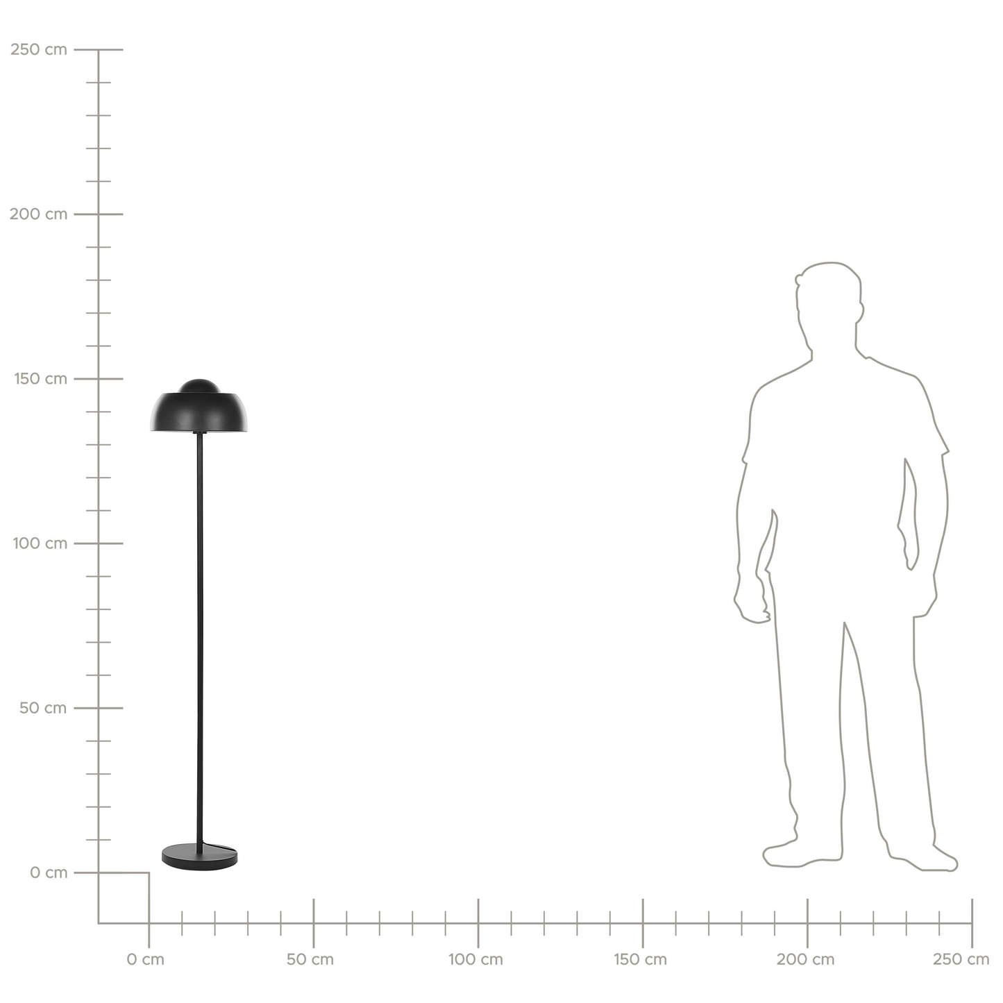 Floor Lamp Black Metal Round Base Dome Shade Glam Ambient Lighting For Living Room