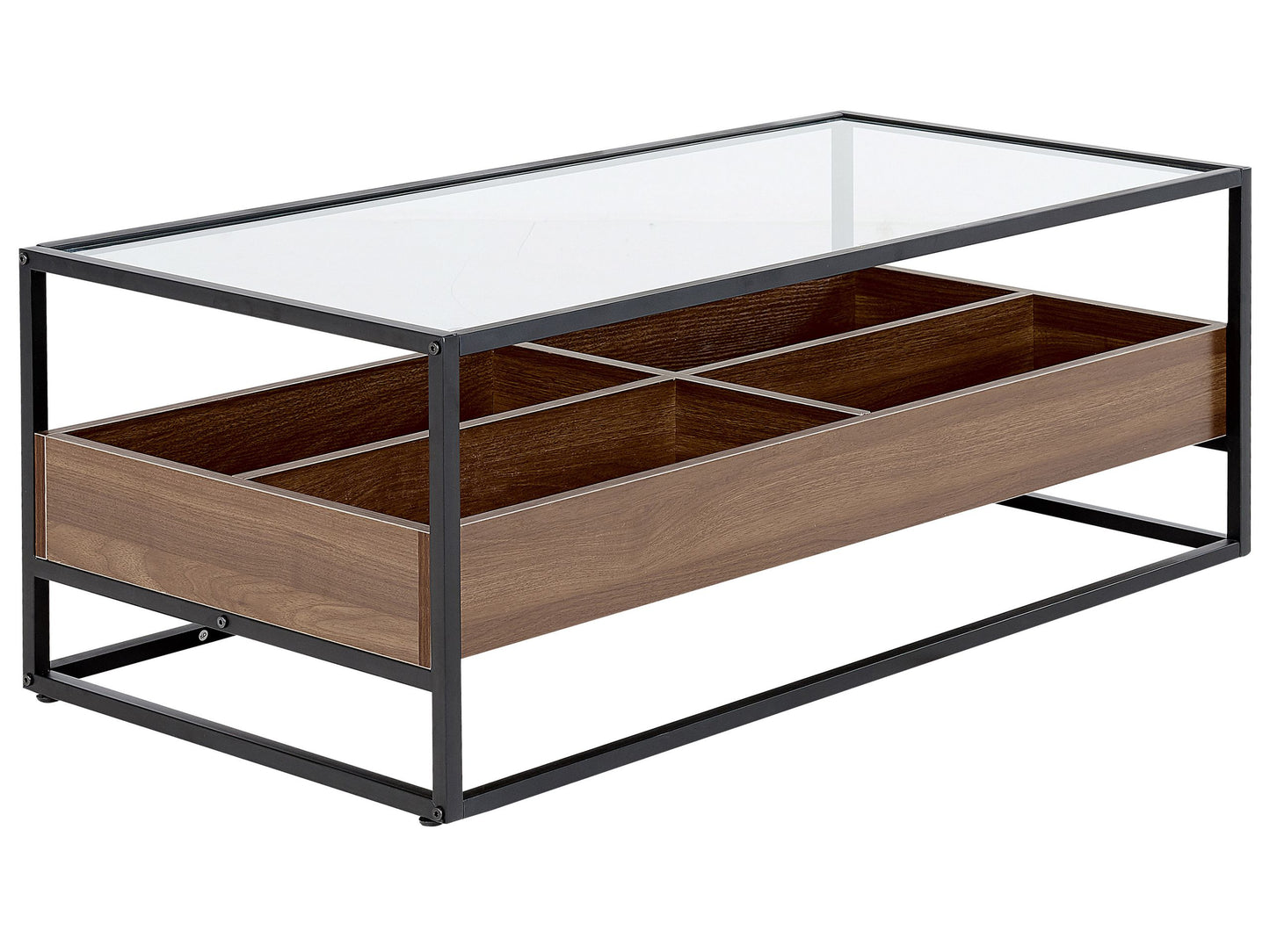 Coffee Table Dark Brown With Black Glass Top 110 x 55cm