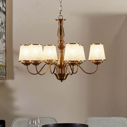 6 Light Brass Chandelier With Emperor Acrylic Shades