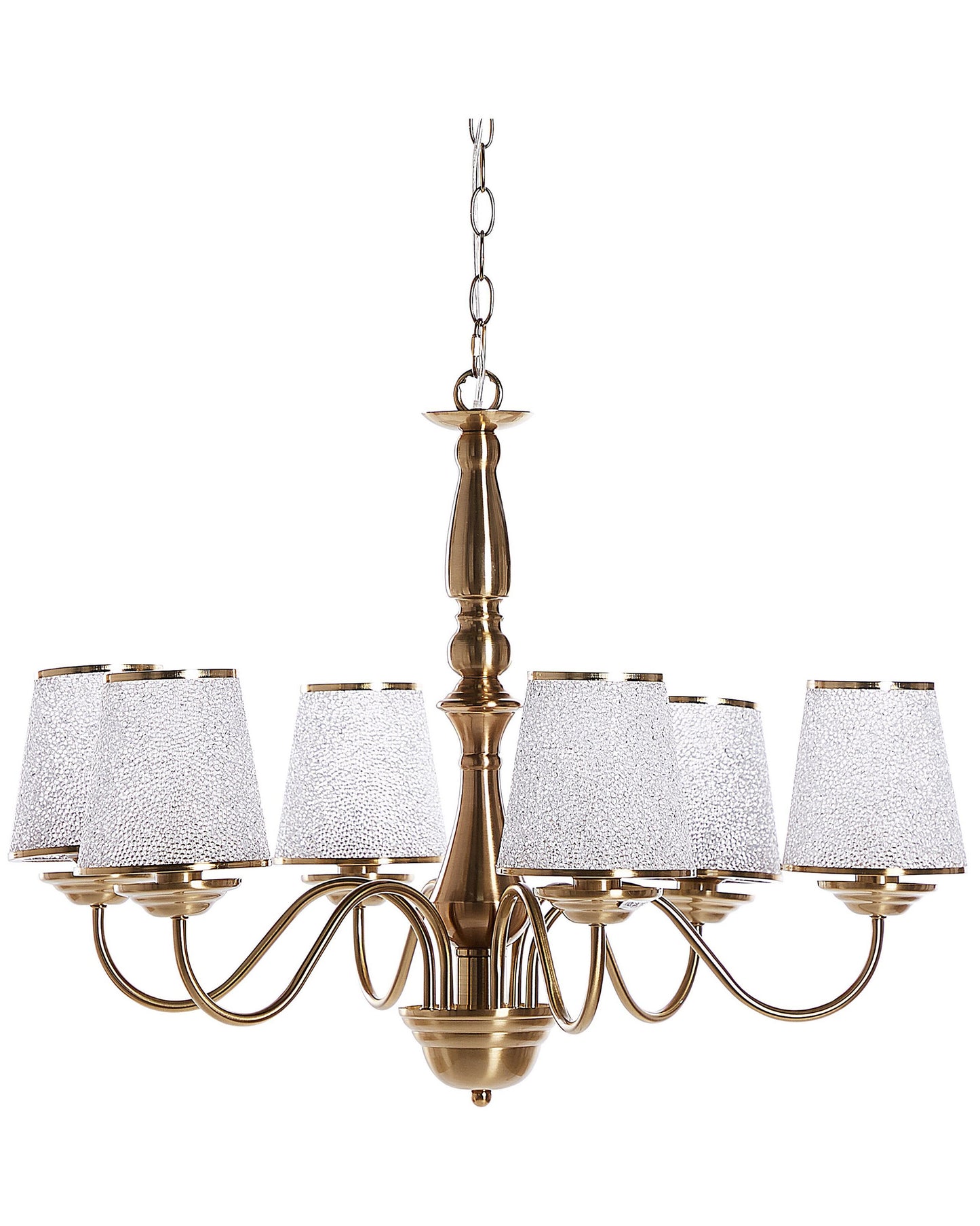 6 Light Brass Chandelier With Emperor Acrylic Shades